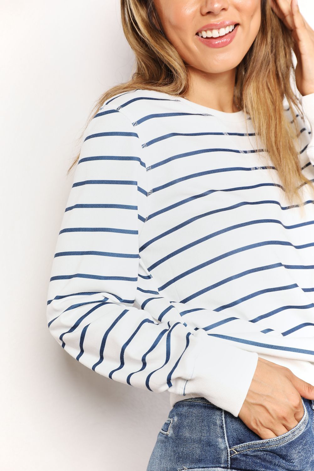 Striped long sleeve top – back view