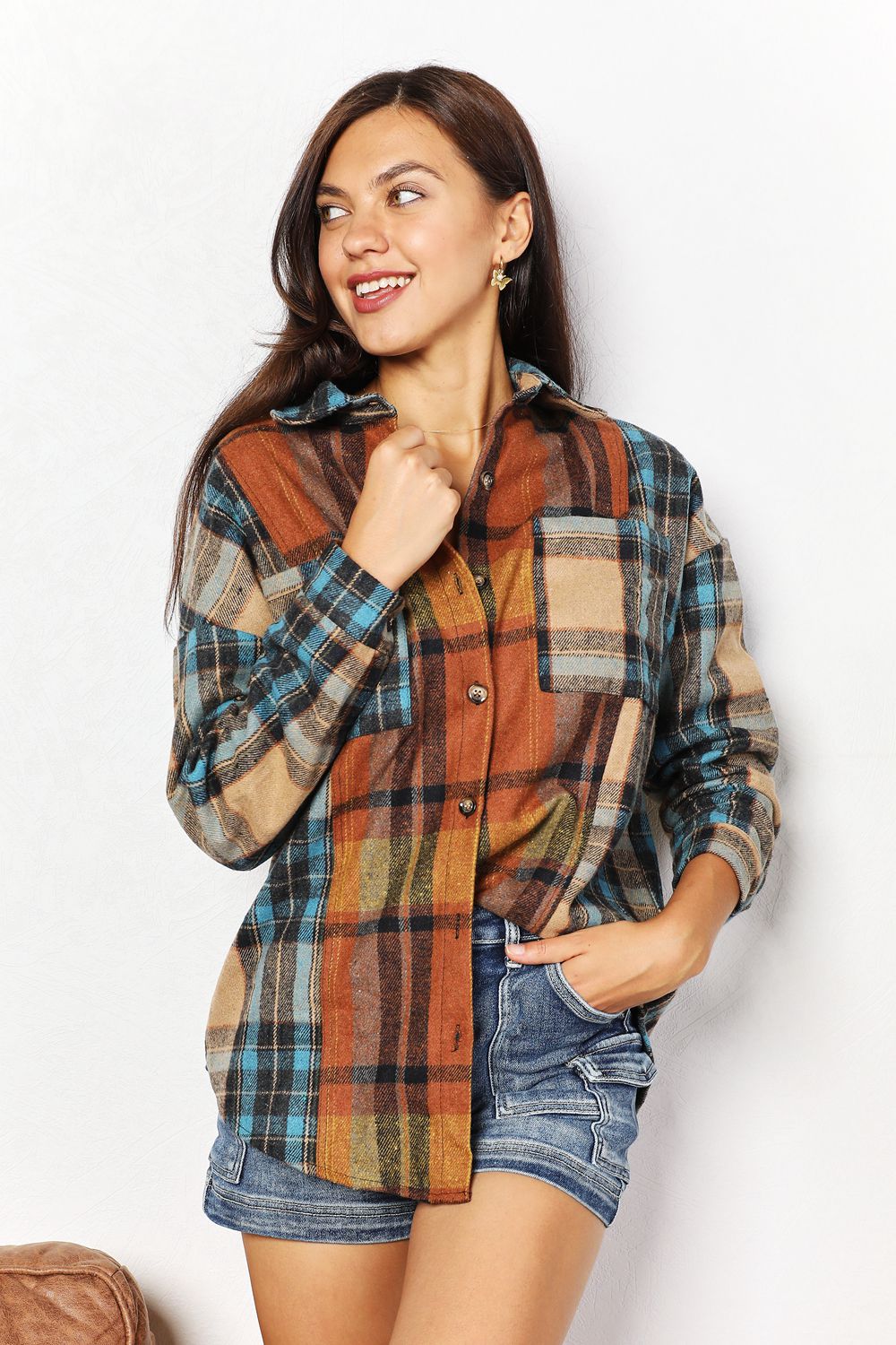 Plaid shirt jacket – full view