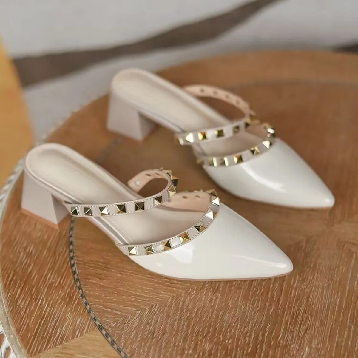 Point toe block heel sandals for women