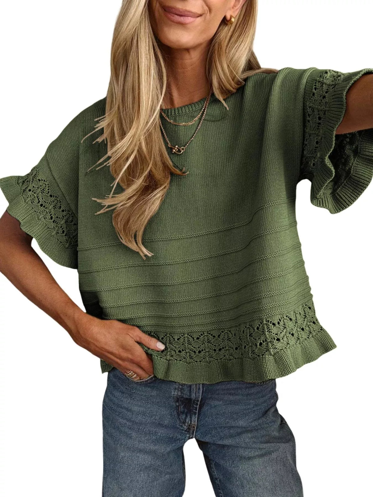 Lace trimmed top for women – VELOURA