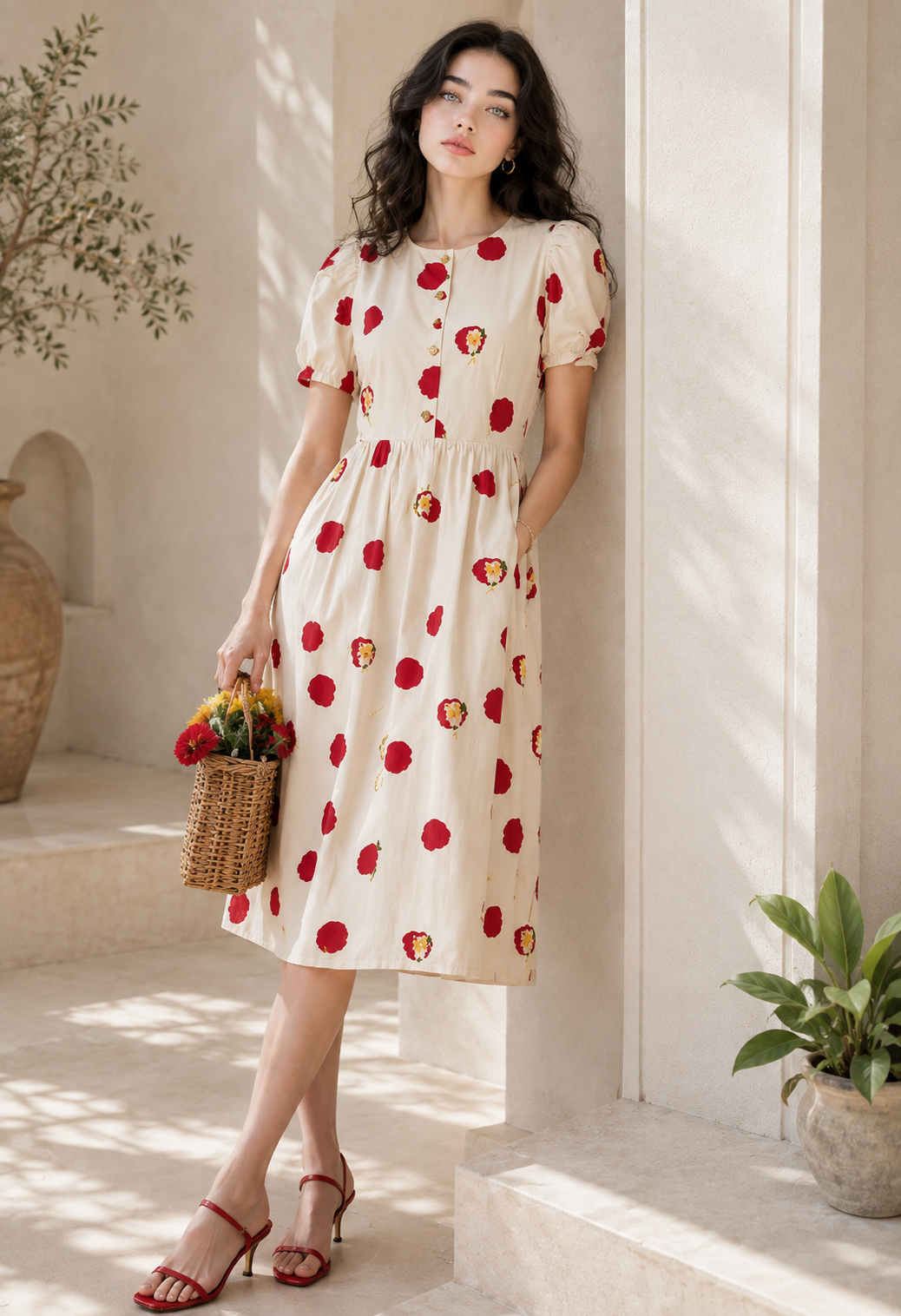 Floral midi dress – back view