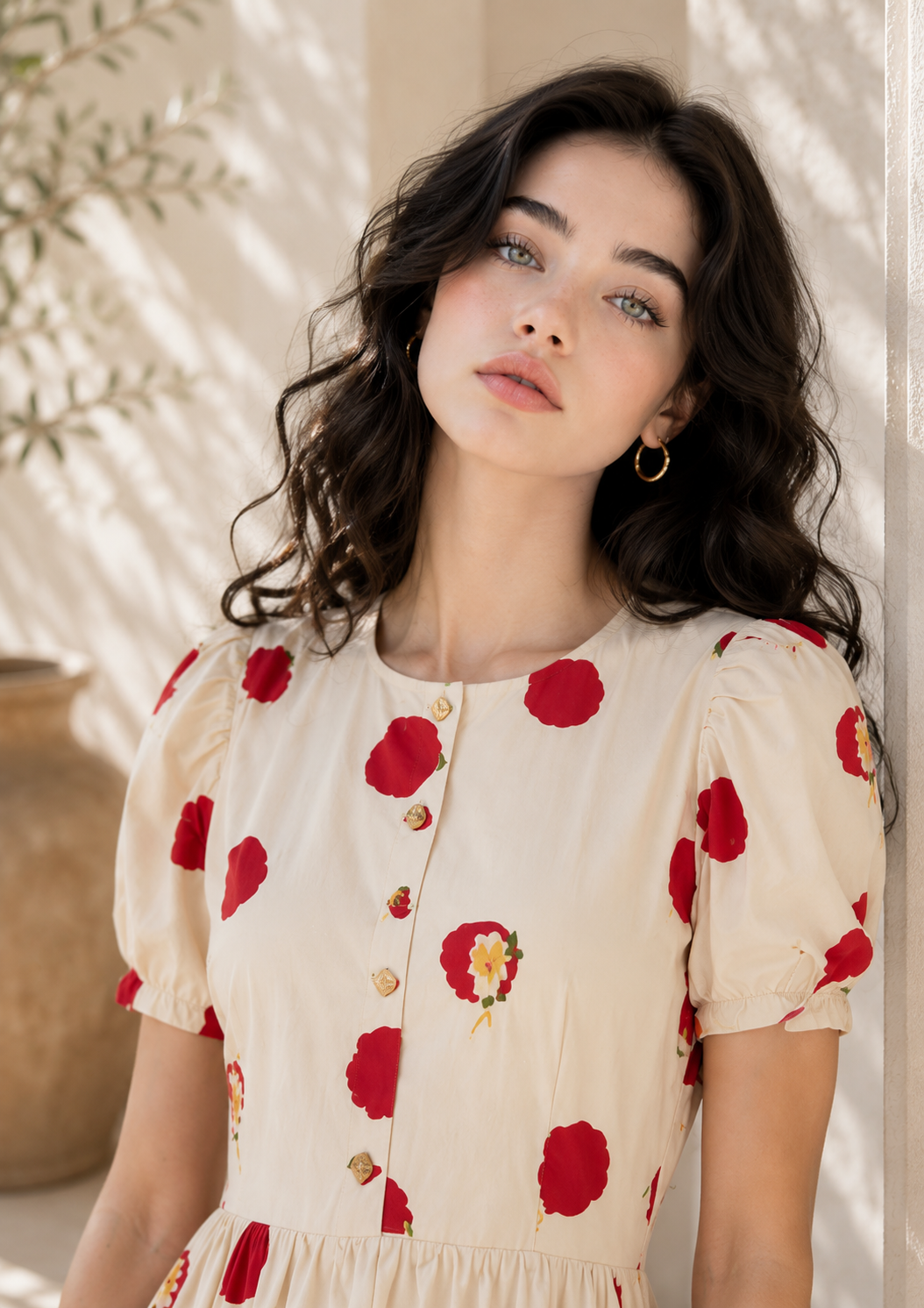 Floral midi dress – front detail
