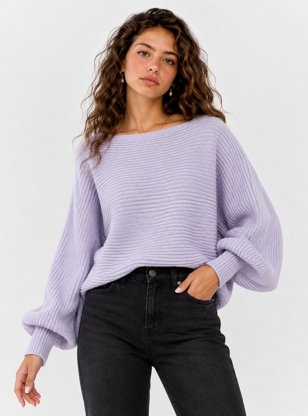 Ribbed dolman sweater – back view