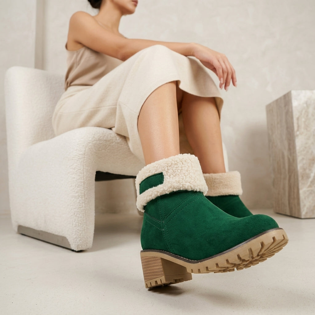 Thermal Fuzzy Block Heel Boots
