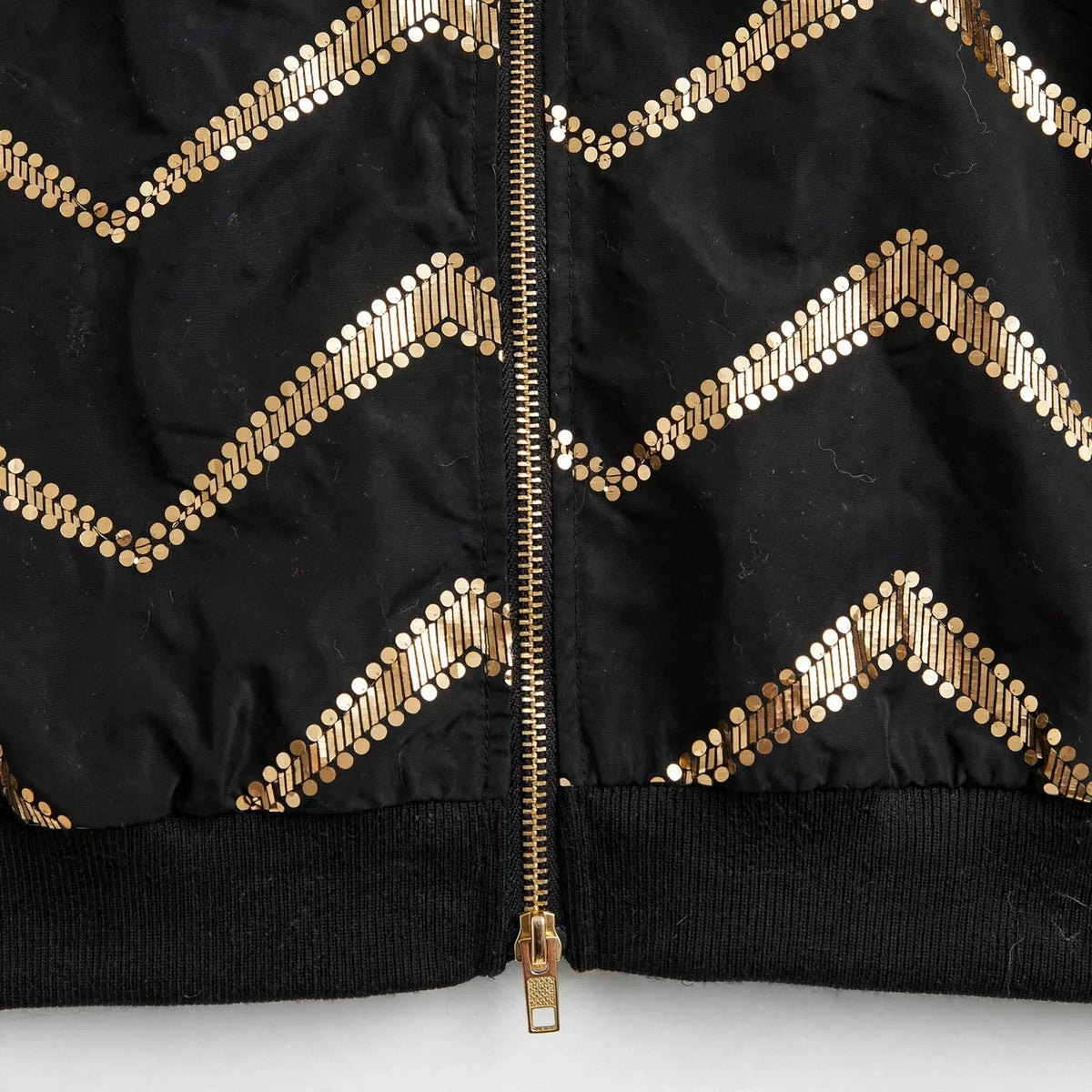 Baseball Zip Jacket in Black – front close-up