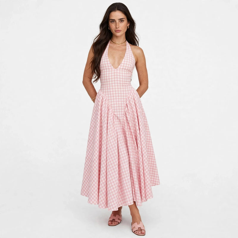 Gingham Halter Dress