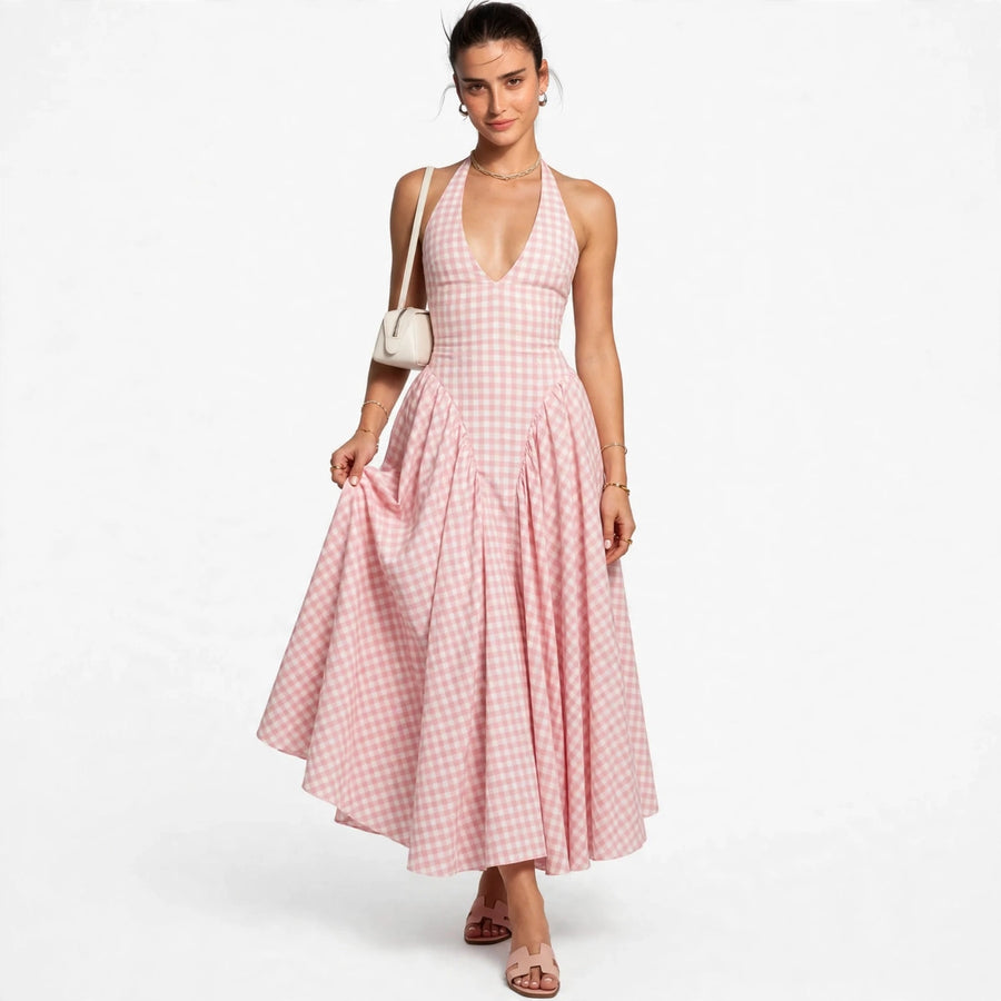 Gingham Halter Dress