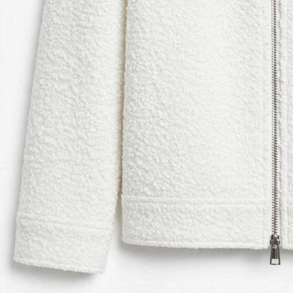 Cropped Zip Jacket in White – cuff close-up