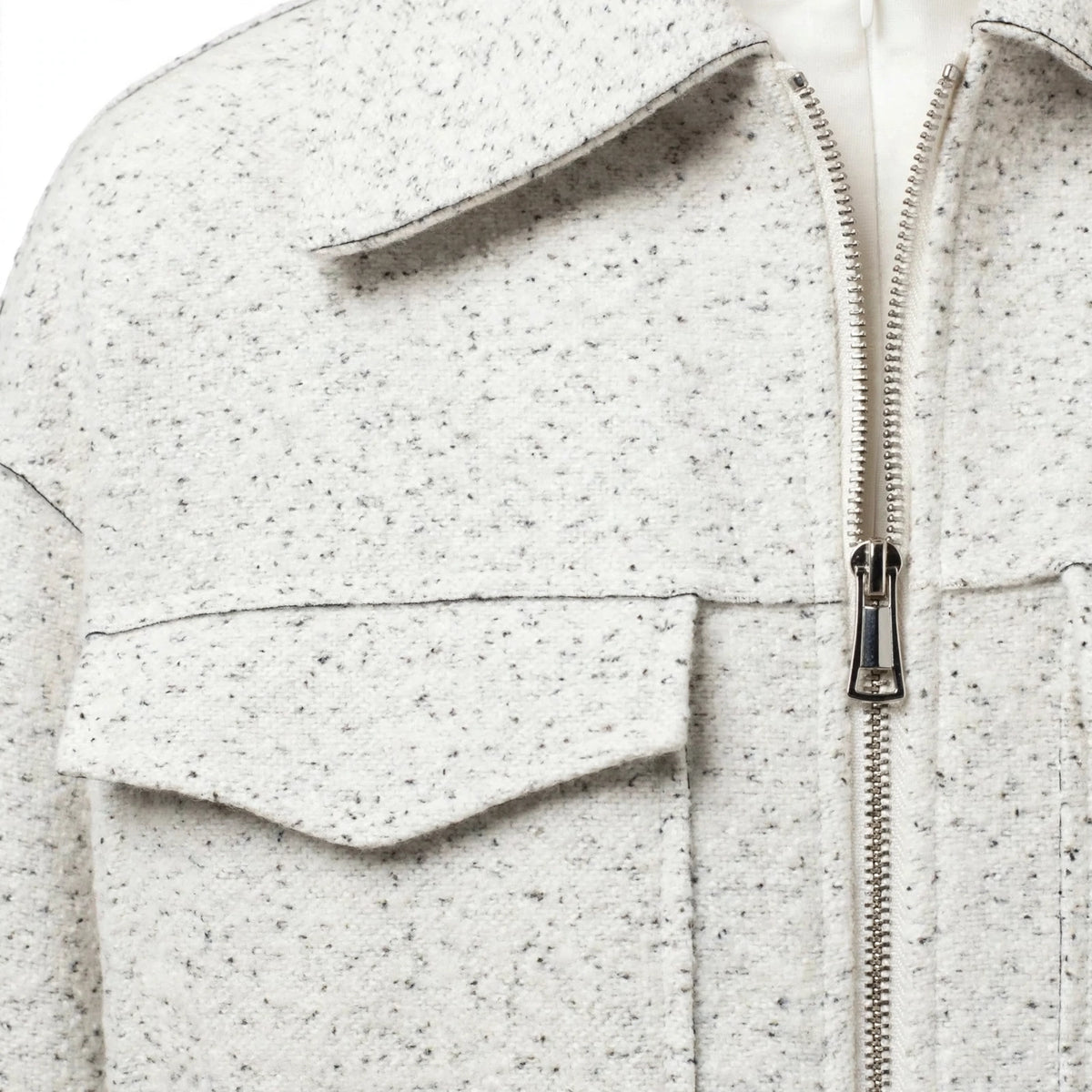 Cropped Zip Jacket in White – detail close-up