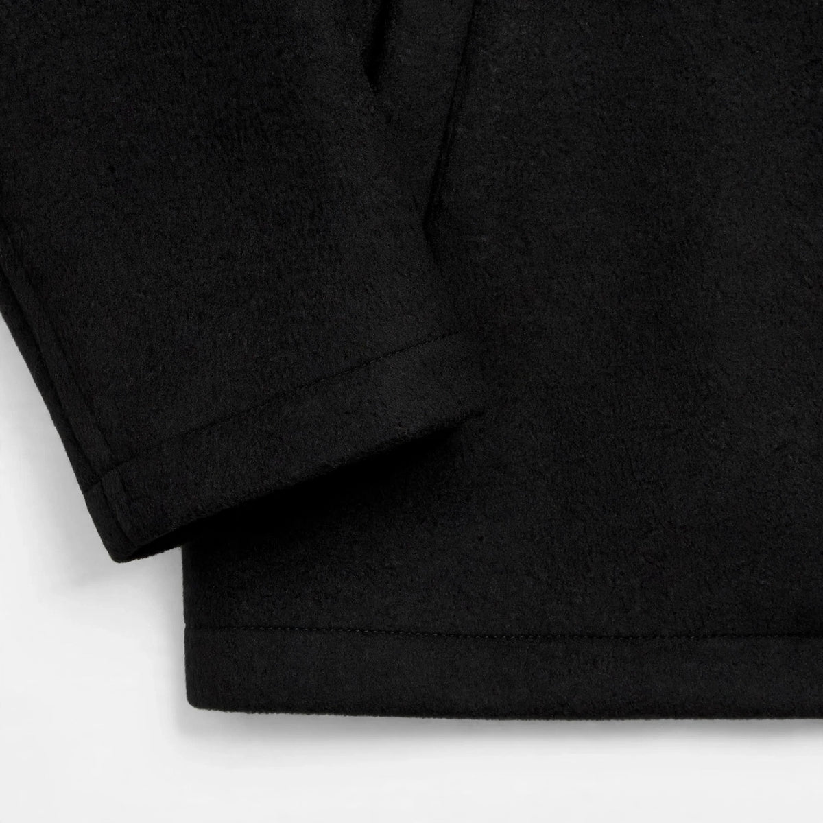 Dropped Shoulder Jacket in Black – cuff close-up