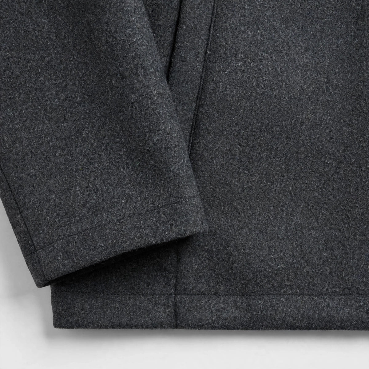 Dropped Shoulder Jacket in Dark Gray – cuff close-up