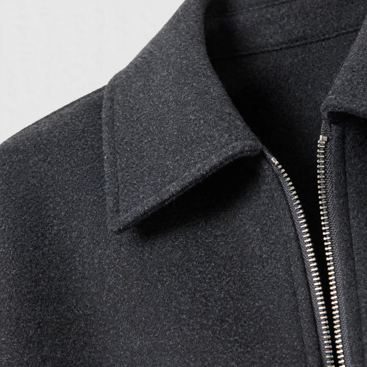 Dropped Shoulder Jacket in Dark Gray – lapel close-up