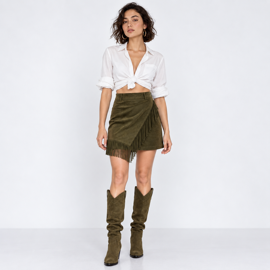 Fringe Wrap Skirt