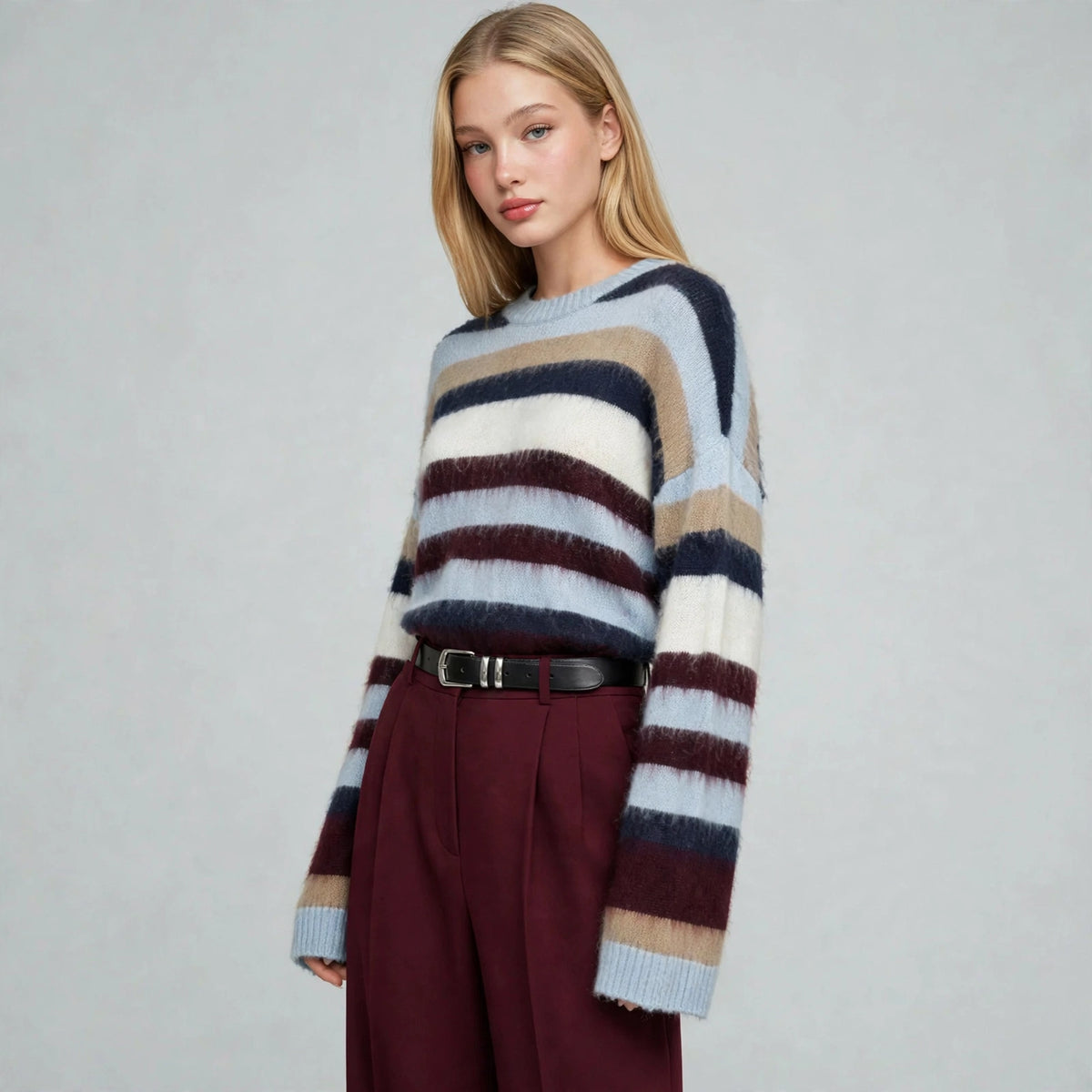 Fuzzy Striped Sweater