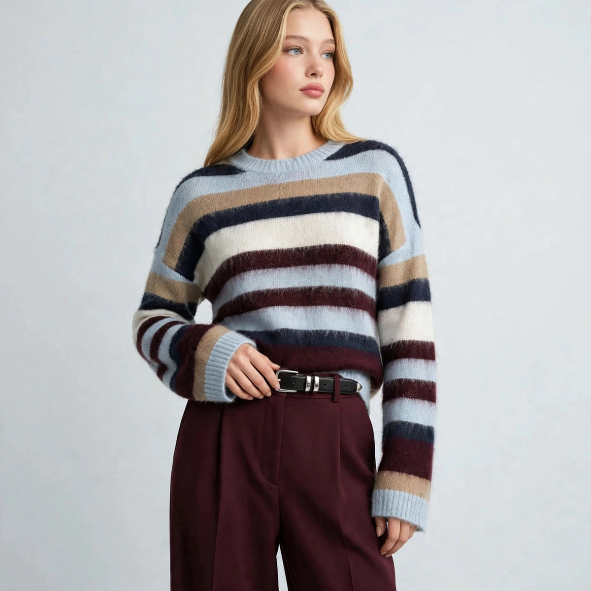 Fuzzy Striped Sweater