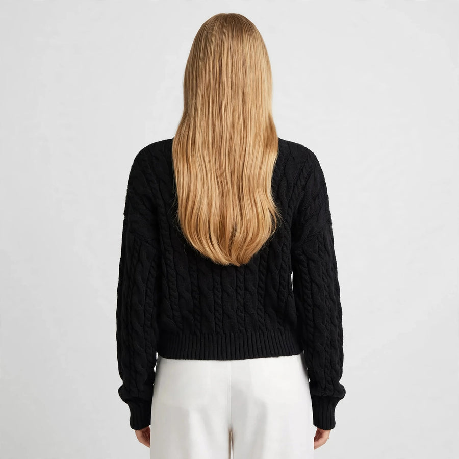 Cable-Knit Keyhole Sweater