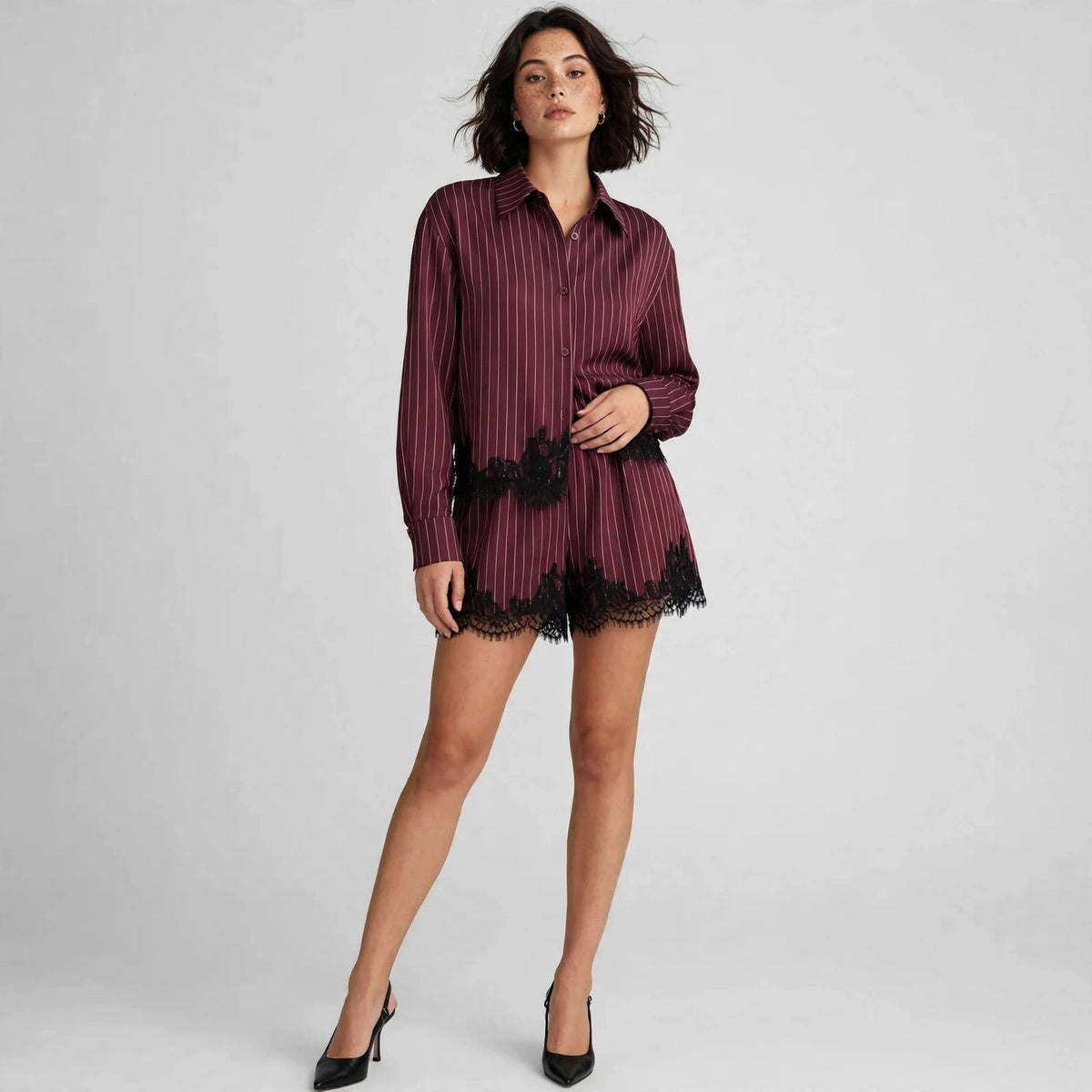 Lace Shirt Set