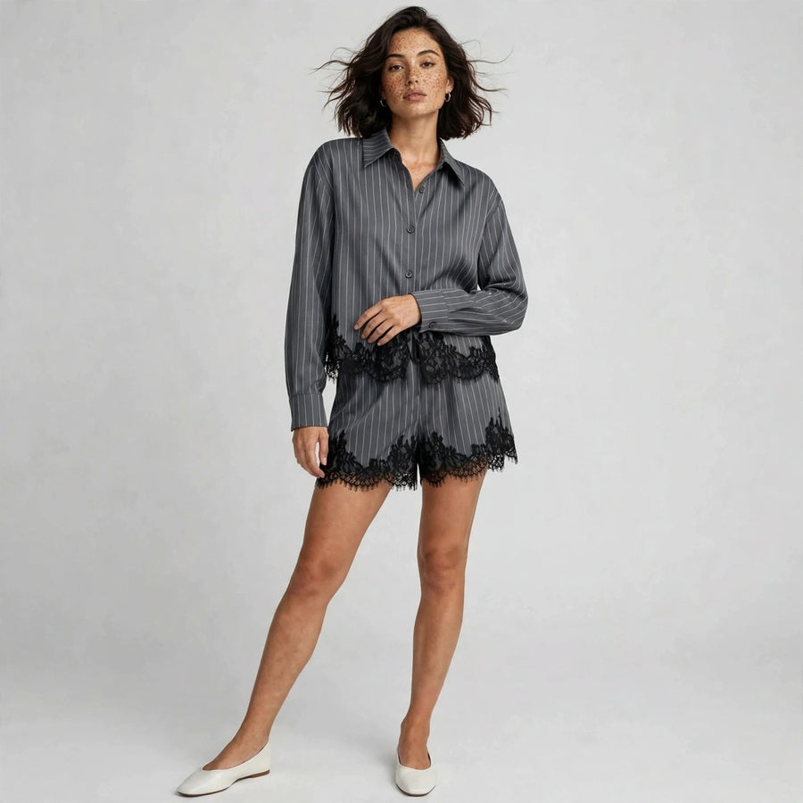Lace Shirt Set