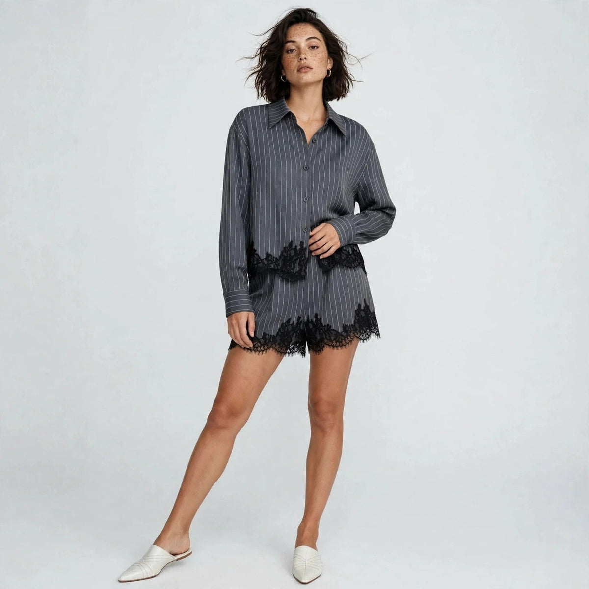 Lace Shirt Set