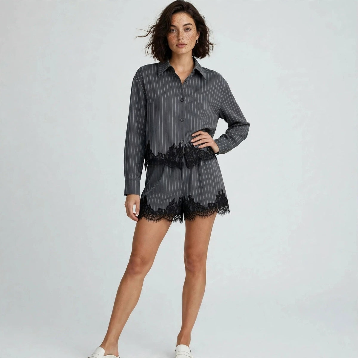 Lace Shirt Set