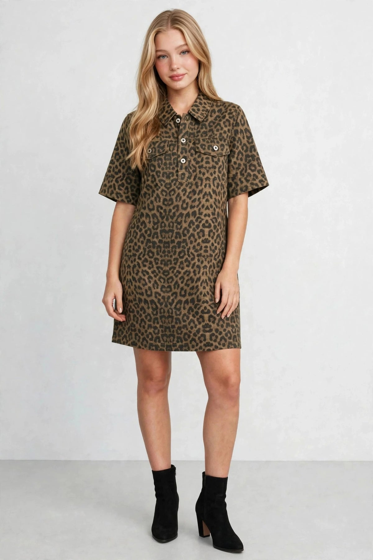 Leopard Denim Dress