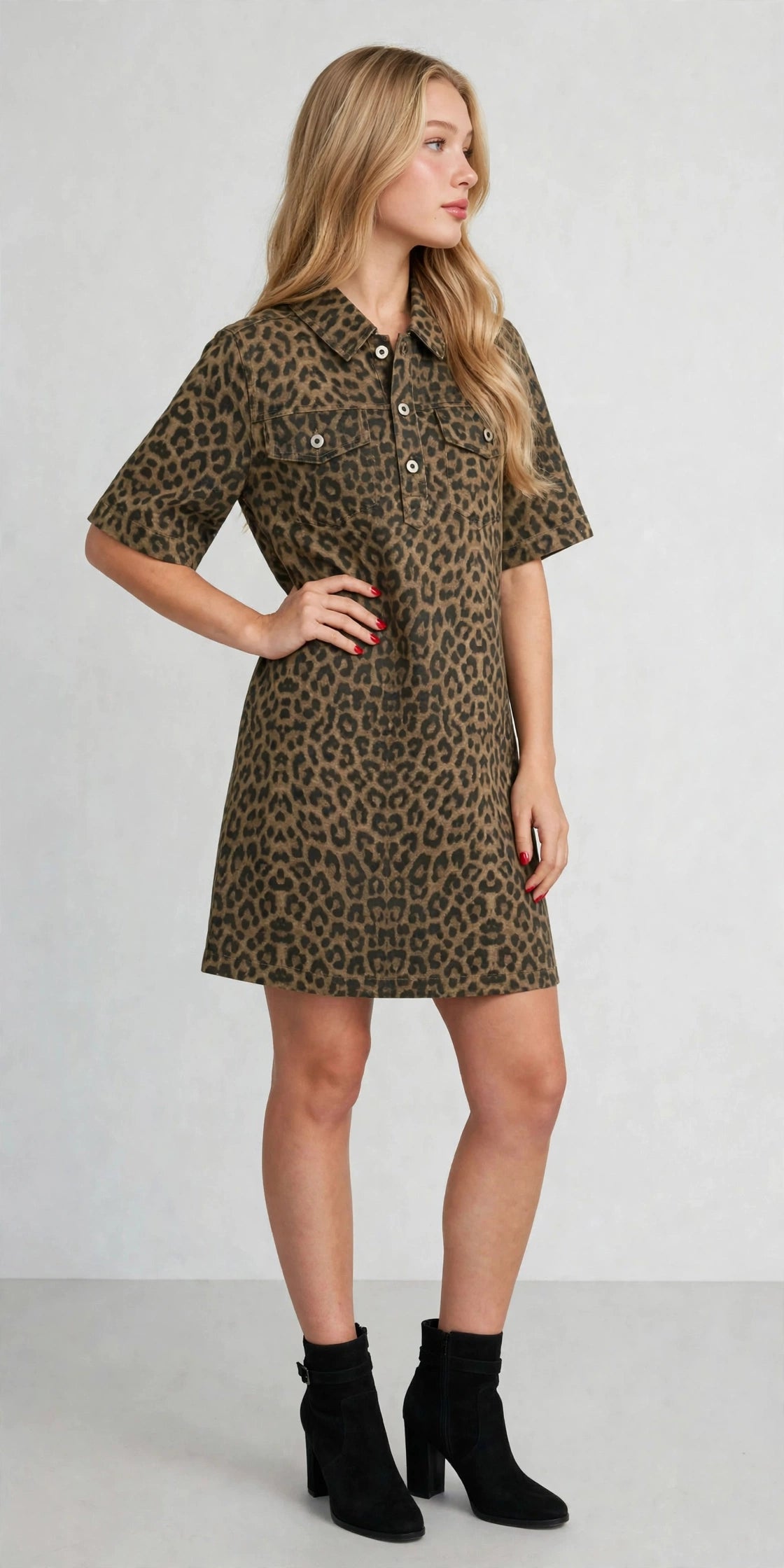 Leopard Denim Dress