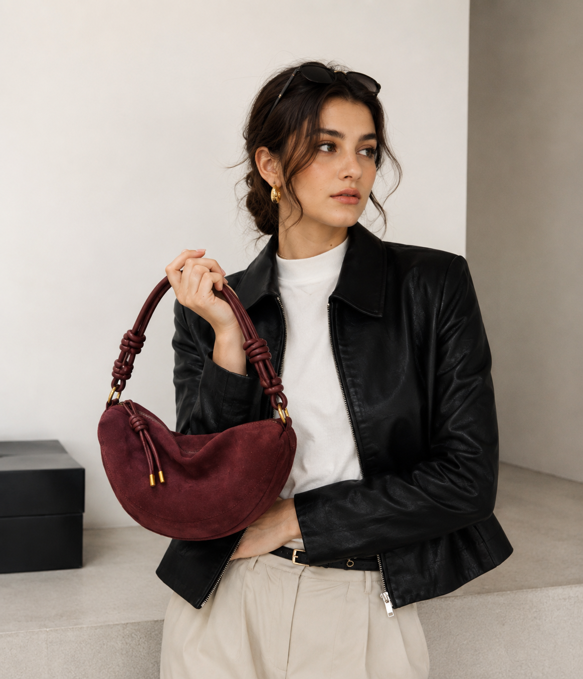 Minimal flap shoulder bag front view | ORLEVE