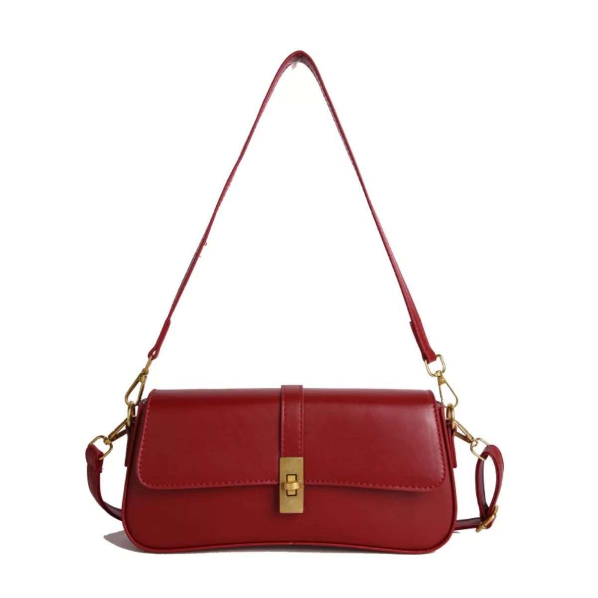 Rectangular golden buckle crossbody bag back view | Orleve