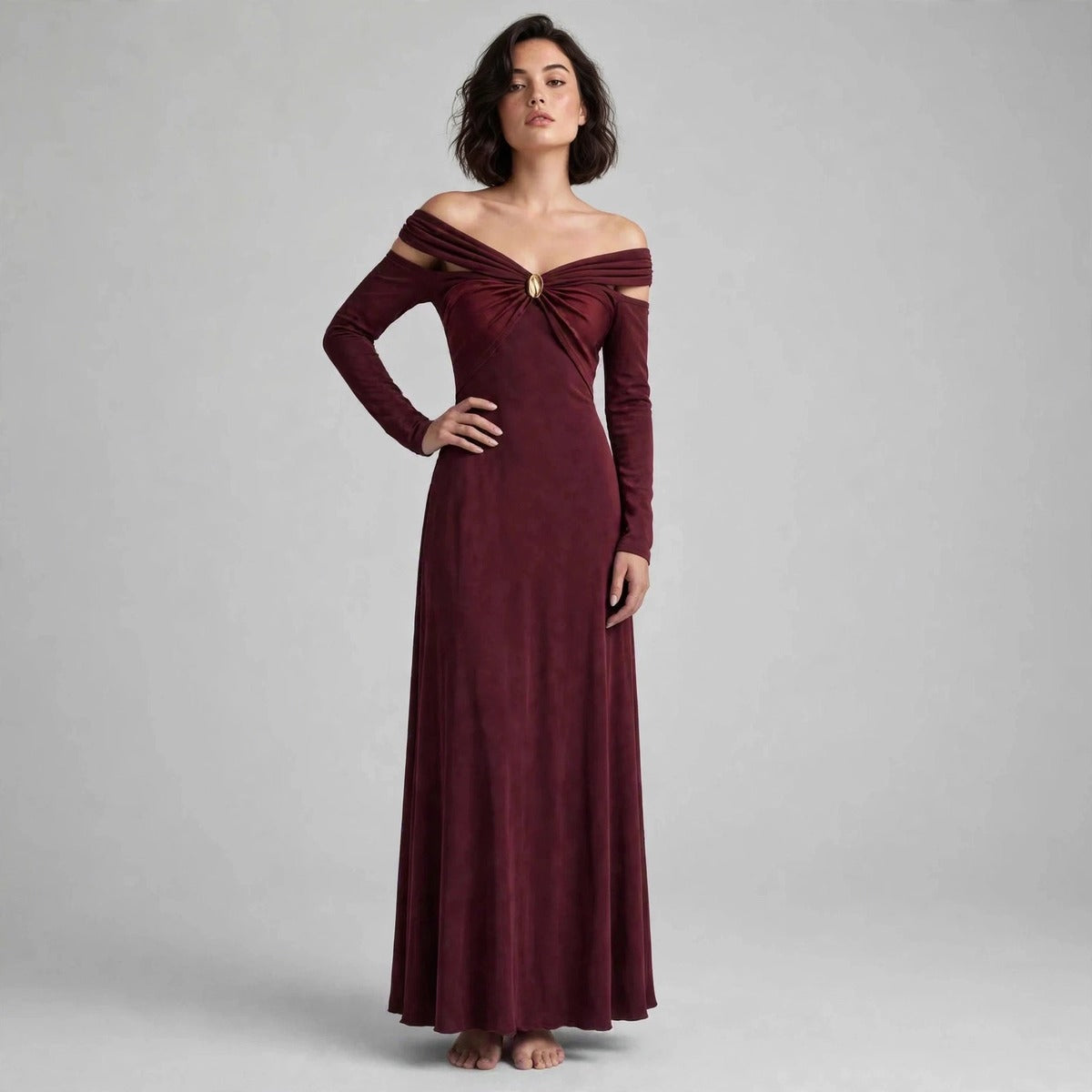 Ruched Off-Shoulder Dress