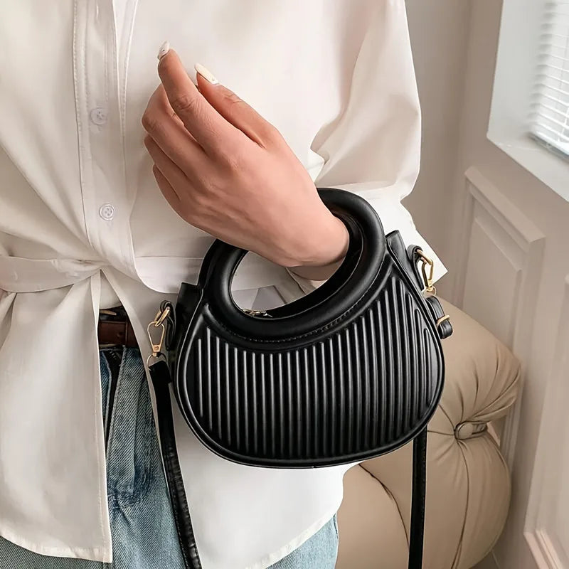 Sequin crescent shoulder bag front view | ORLEVE