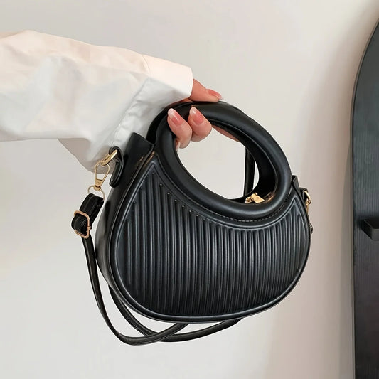 Sequin crescent shoulder bag front view | ORLEVE