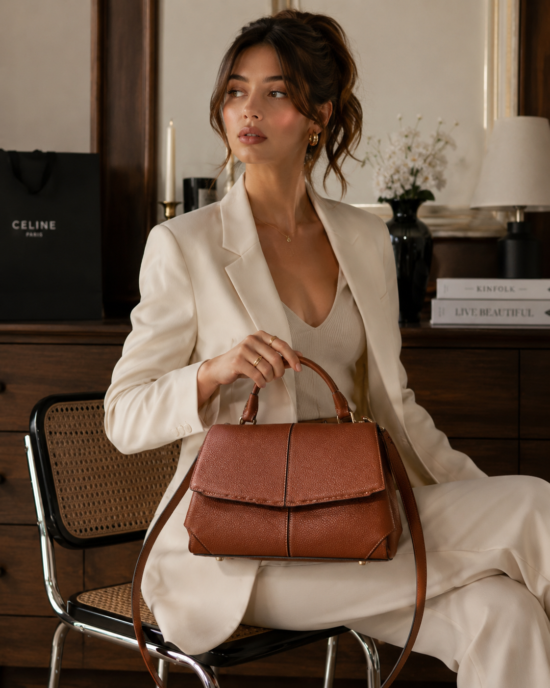 Vintage leather satchel fashion view | ORLEVE